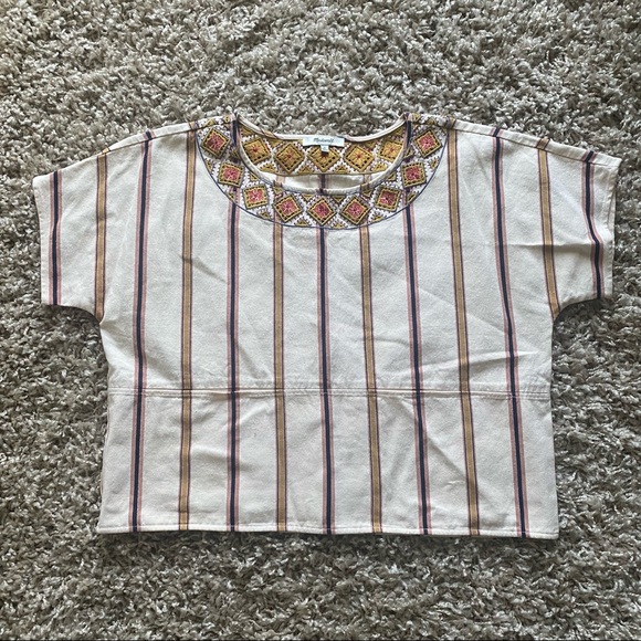 EUC Madewell Striped Embroidered Top - Picture 2 of 2